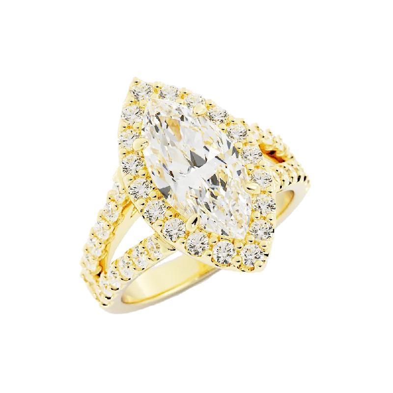 2.3 Carat Marquise Cut Diamond Engagement Ring 14k Yellow Gold