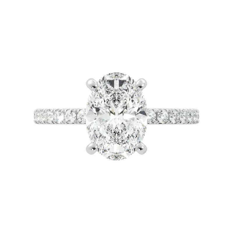 Oval Moissanite Hidden Halo Engagement Ring