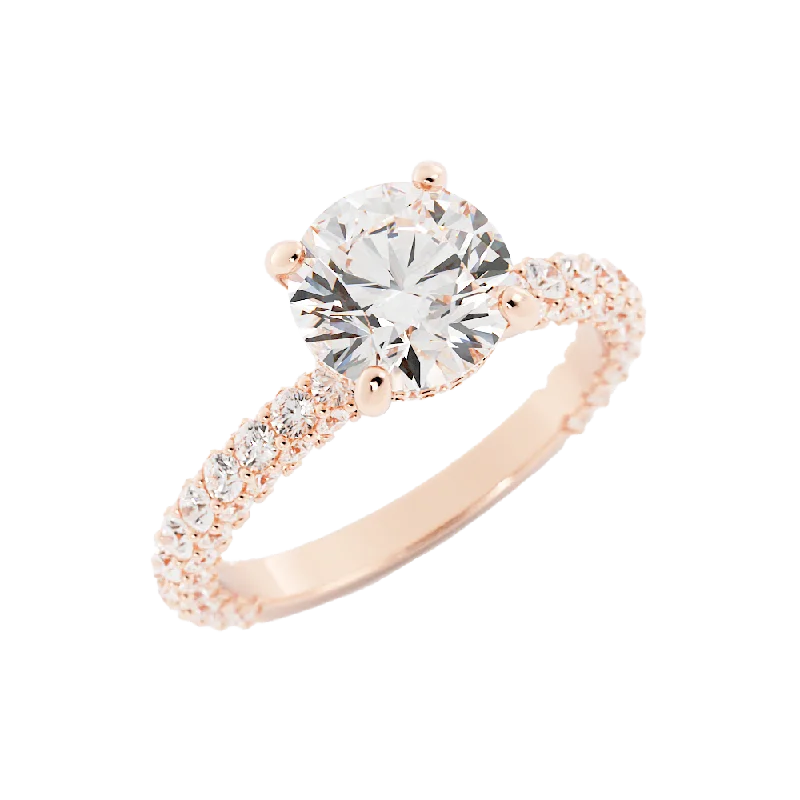 2.5 Carat Round Cut Diamond Engagement Ring 14k Rose Gold