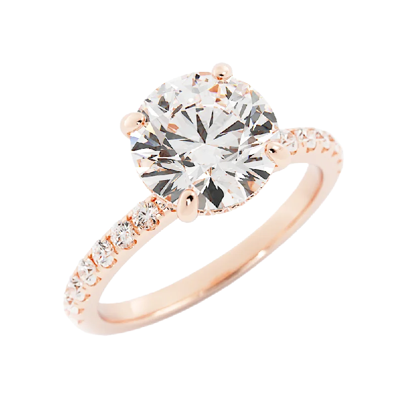 2.6 Carat Round Cut Diamond Engagement Ring 14k Rose Gold