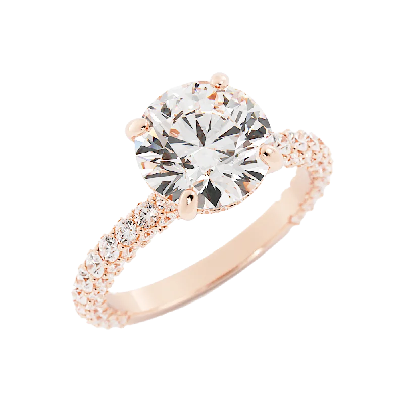 3.2 Carat Round Cut Diamond Engagement Ring 14k Rose Gold