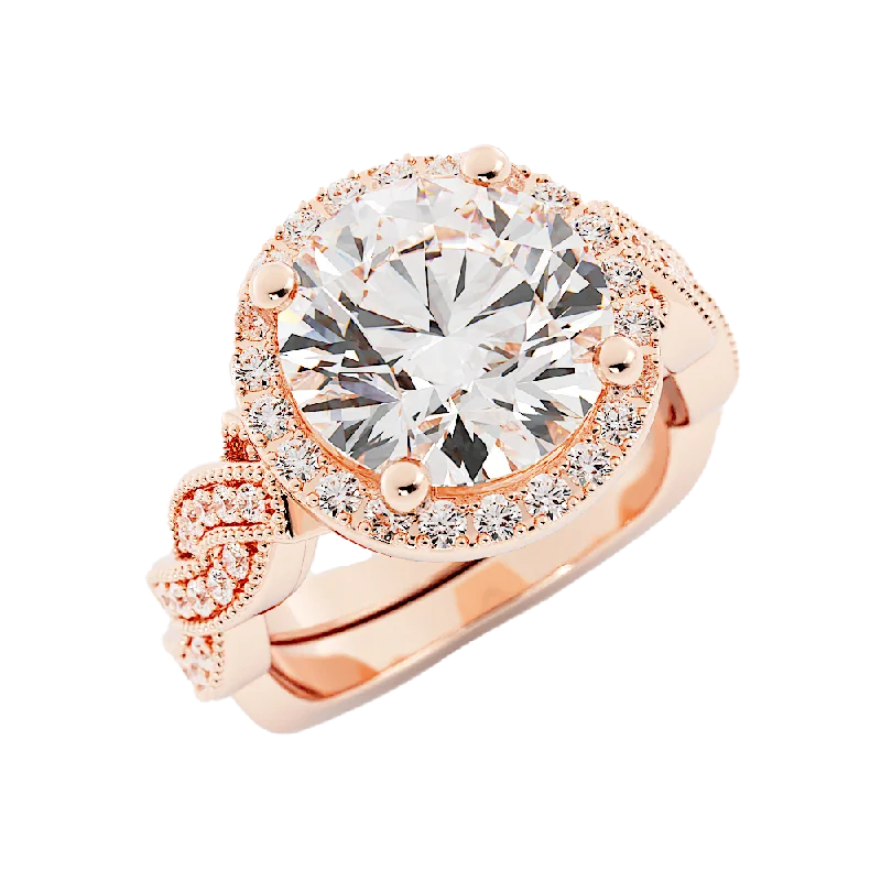 3.3 Carat Round Cut Diamond Engagement Ring 14k Rose Gold