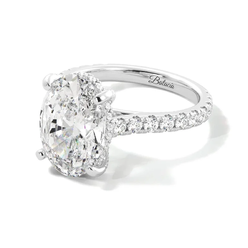 4 Carat Oval Moissanite Hidden Halo Engagement Ring