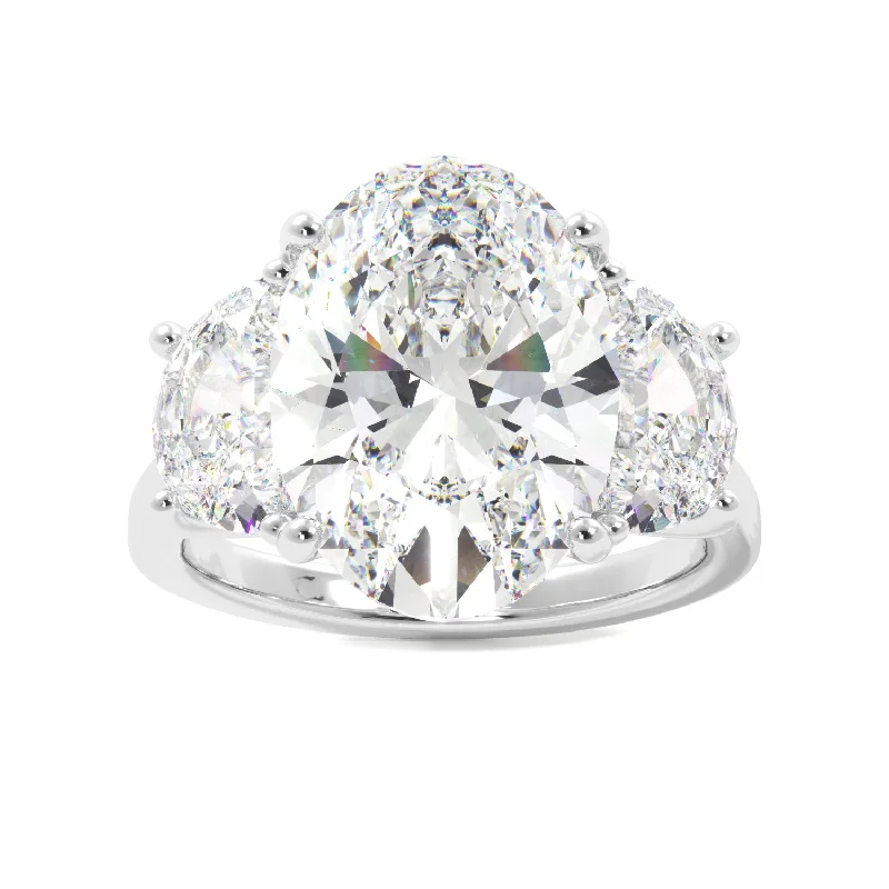 6 Carat Oval 3 Stone Moissanite Engagement Ring