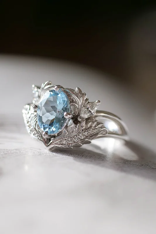 Aquamarine and diamonds engagement ring / Adonis