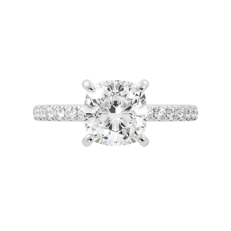 Cushion Cut Diamond Pavé Hidden Halo Engagement Ring