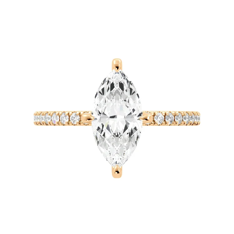 Marquise Pave Moissanite Engagement Ring