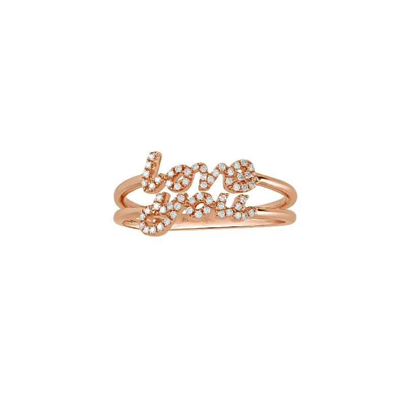 Diamond Love You Cursive Ring