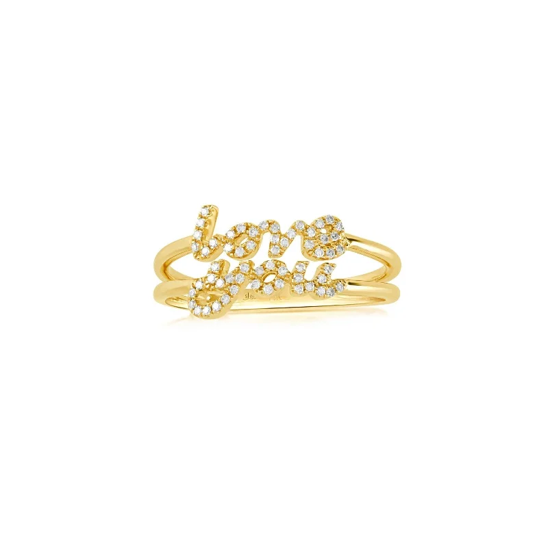 Diamond Love You Script Ring