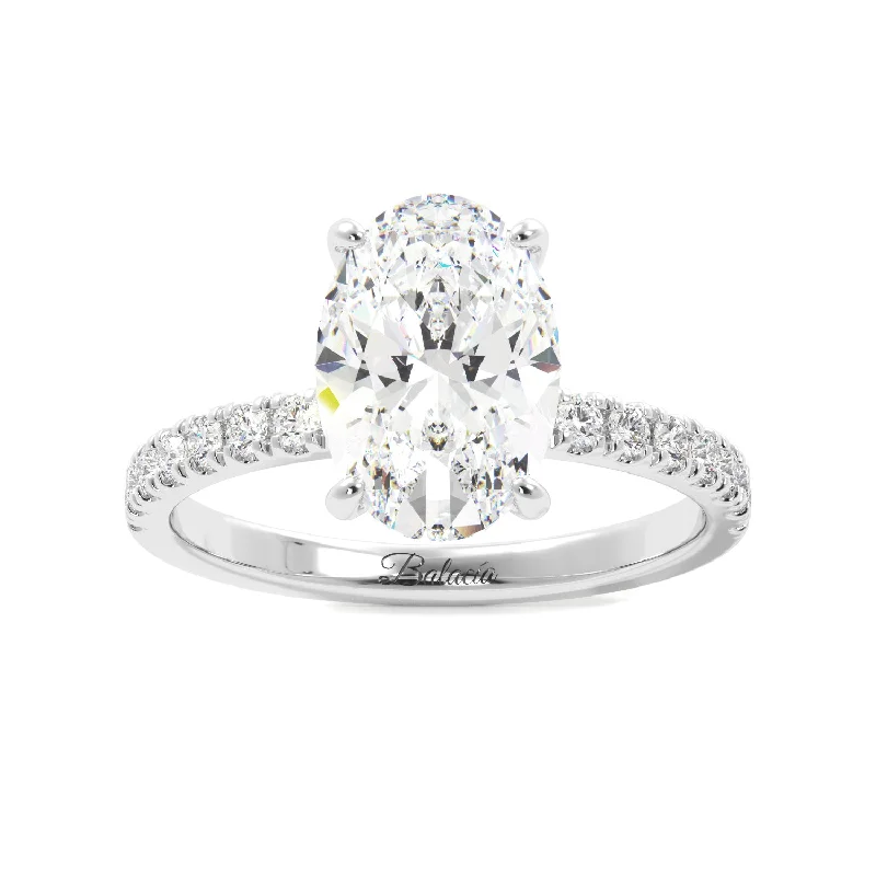 Elevated Oval Diamond Pavé Silhouette Engagement Ring