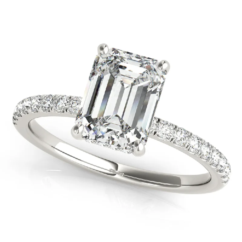 Evelyn Emerald Cut Hidden Halo Engagement Ring