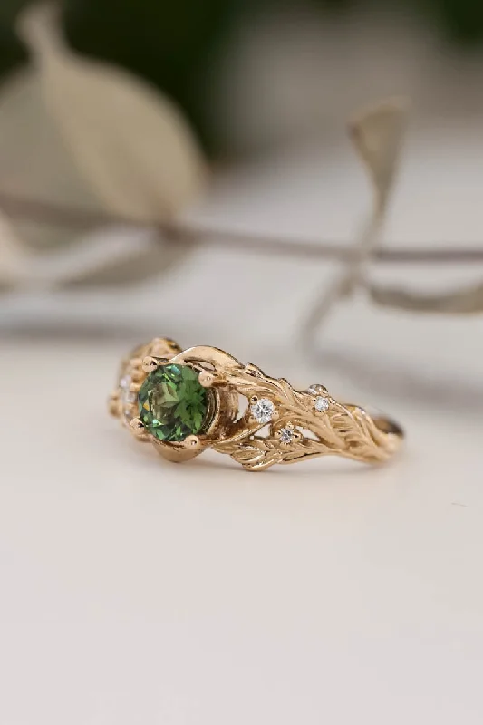 Green tourmaline and diamonds ring / Japanese Maple