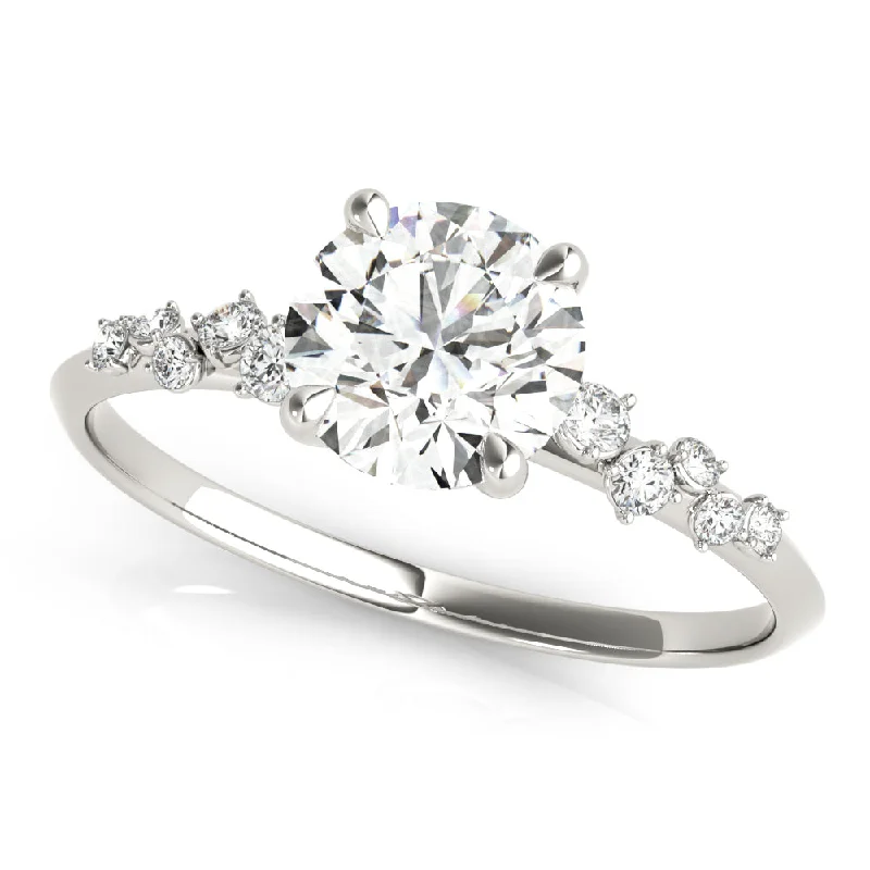 Jasmine Round Scattered Diamonds Engagement Ring