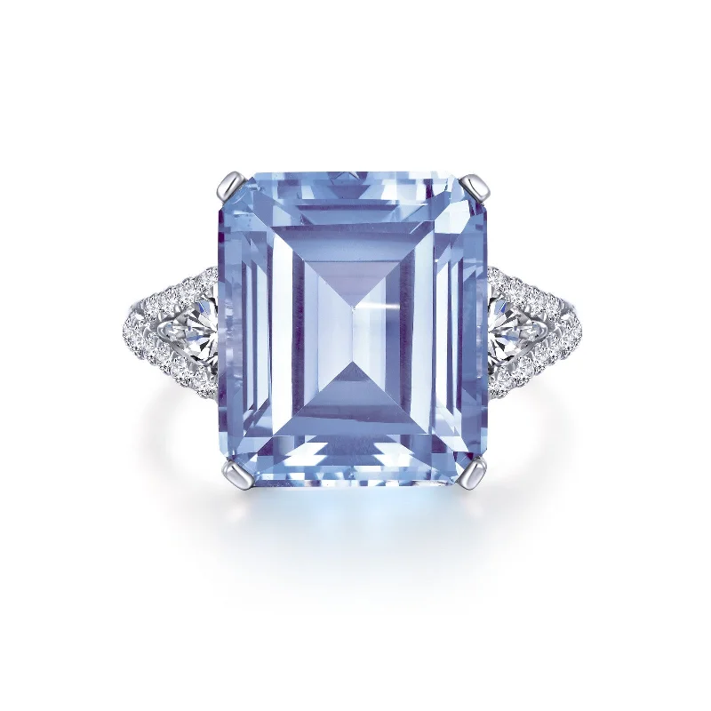 Lafonn Classic Aquamarine Emerald Ring R0431AQP