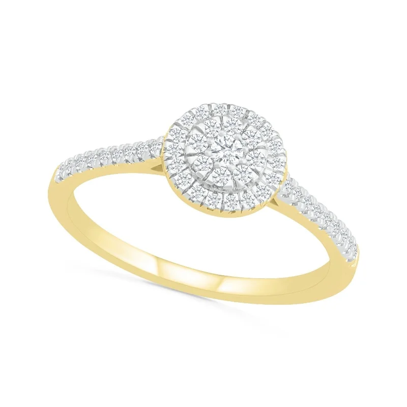 Pave Diamond Round Illusion Ring with Diamond Halo