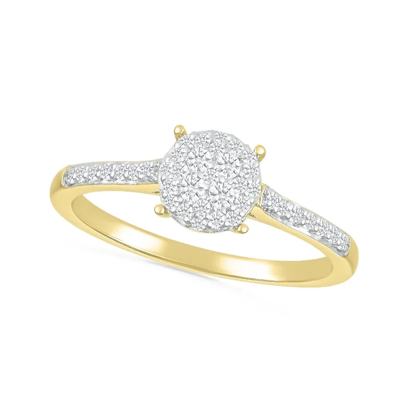 Round Pave Diamond Illusion Ring