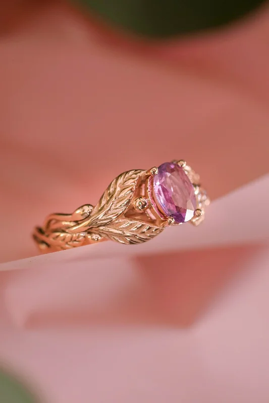 Pink sapphire engagement ring / Cornus