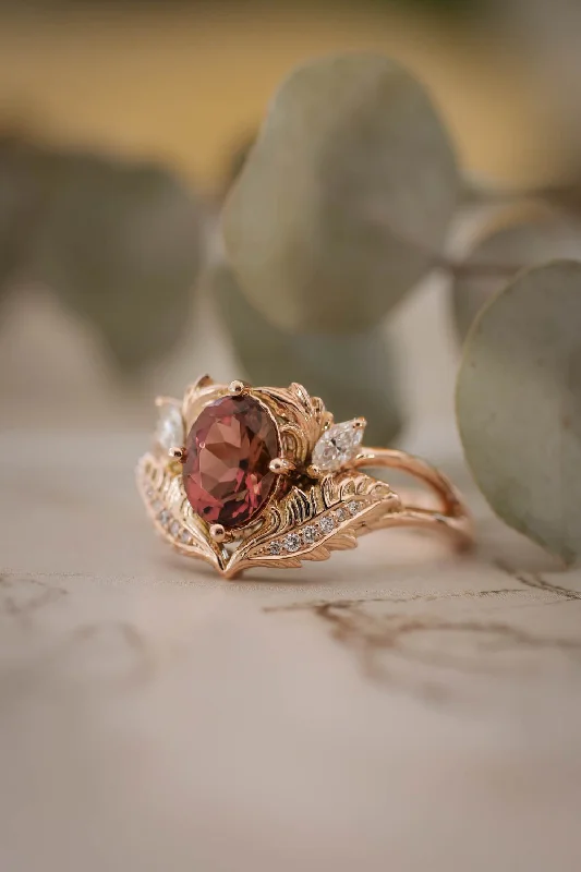 Pink tourmaline and diamonds engagement ring / Adonis