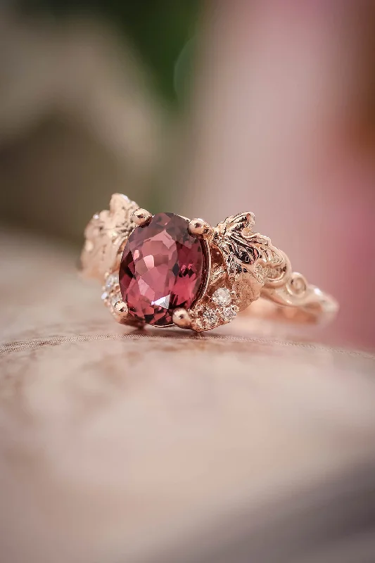 Pink tourmaline and diamonds engagement ring / Vineyard