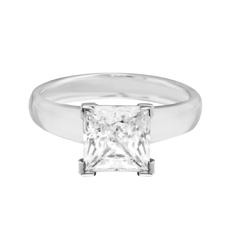 Princess Diamond Solitaire Wide Band Engagement Ring Setting