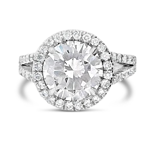 Round Diamond Engagement Ring with Diamond Halo