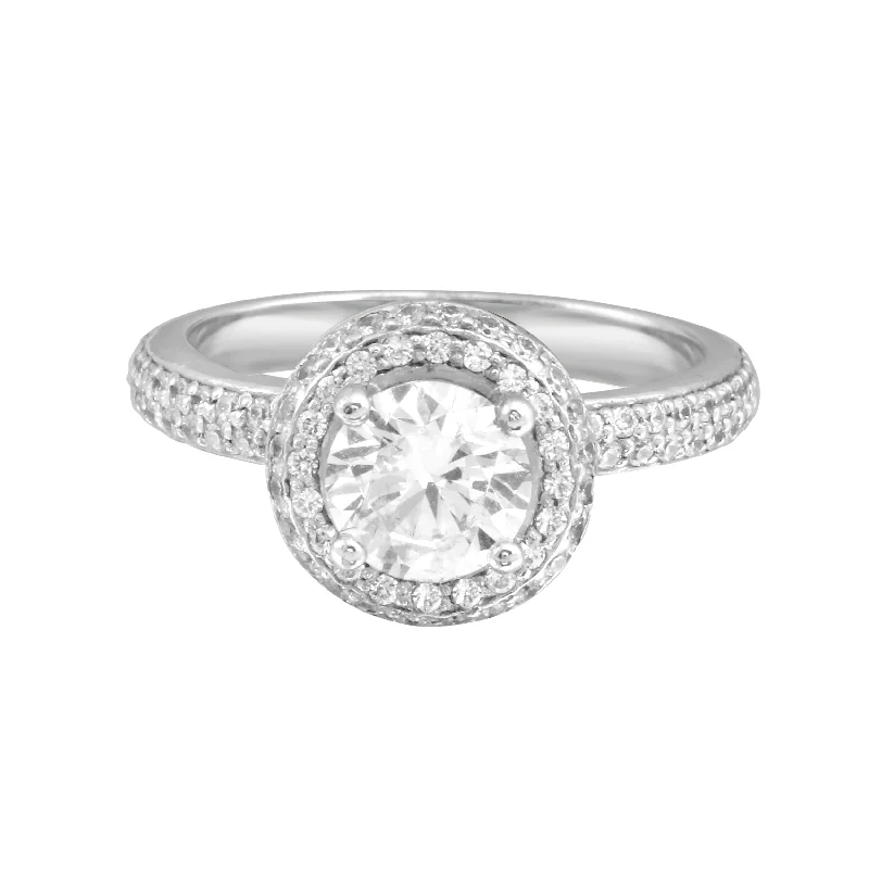 Round Micro Pavé Diamond Engagement Ring Setting