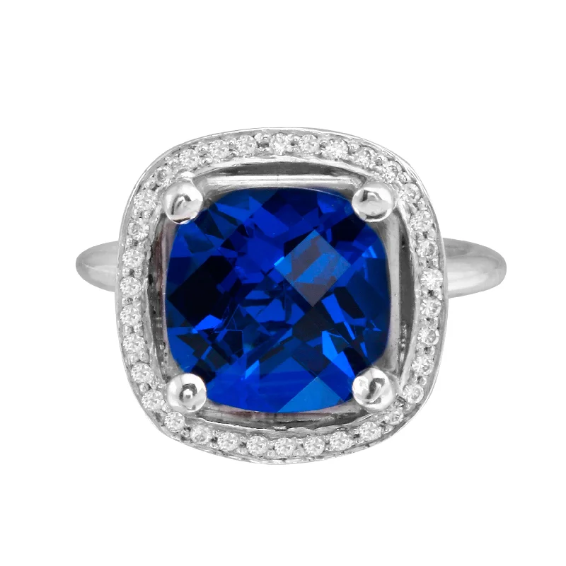 Sapphire and Diamond Halo Engagement Ring Setting