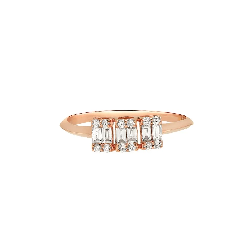 Three Stone Diamond Baguette Ring