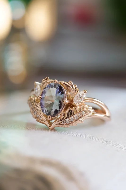 Unique gemstone engagement ring, tanzanite gold ring / Adonis