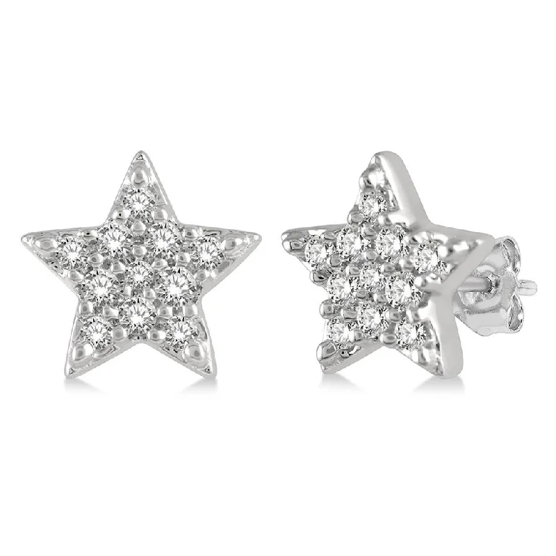 10K White Gold Petite Star Diamond Earring