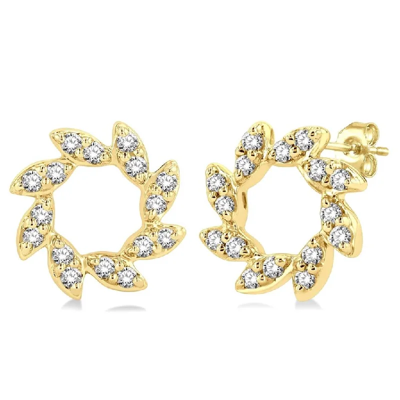 10K Yellow Gold Petite Flower Diamond Earrings