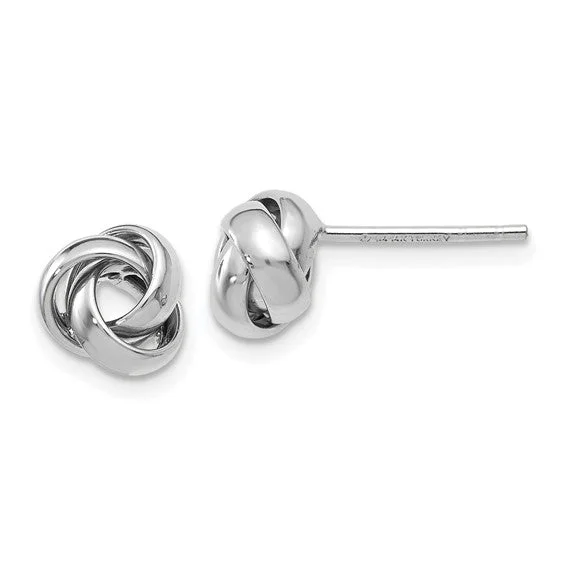 14K White Gold Polished Knot Post Earrings