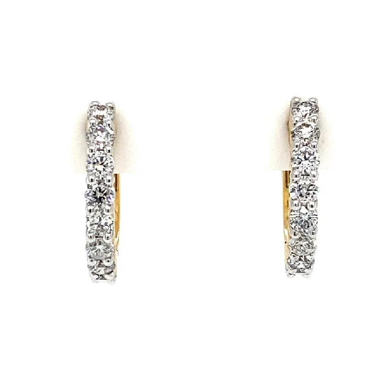 14K Yellow Gold 16.00mm Diamond Huggie Earrings