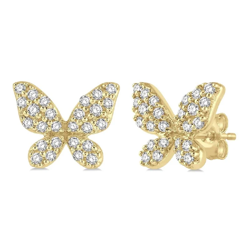 14K Yellow Gold Petite Diamond Butterfly Earrings