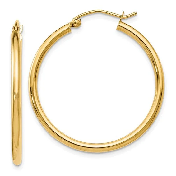 14K Yellow Gold Polished Hoop Earrings