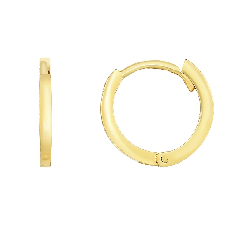 14K Yellow Gold Thin Polished Huggie Earring