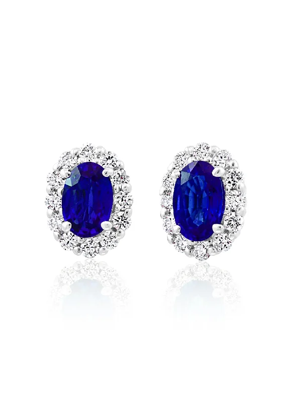 18K White Gold Sapphire and Diamond Earrings