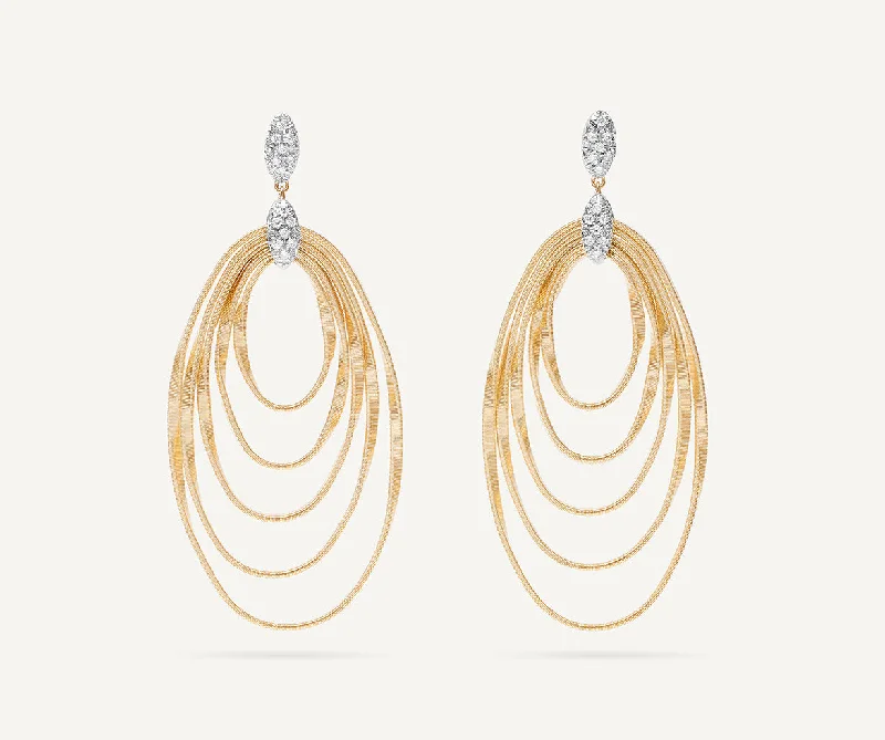 18K Yellow Gold and Diamond Large Concentric Earrings