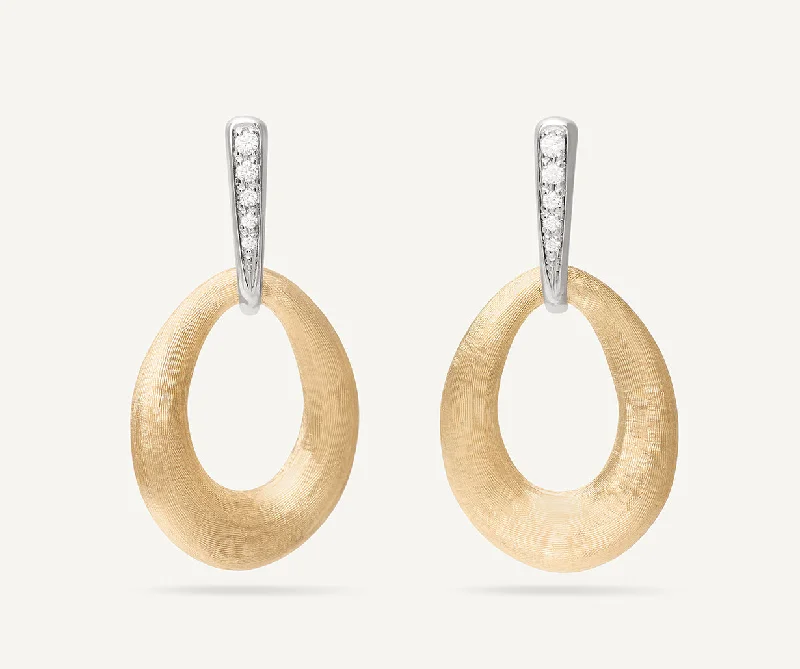 18K Yellow Gold and Diamond Loop Earrings