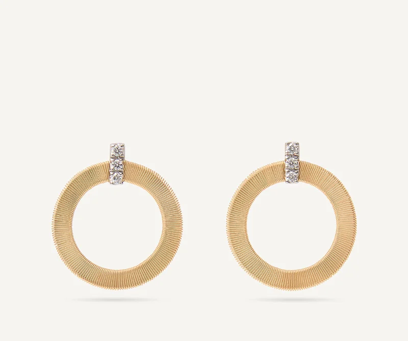 18K Yellow Gold Circular Earrings With Diamonds