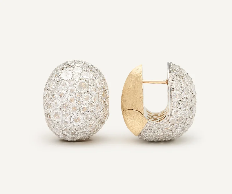 18K Yellow Gold Diamond Huggie Earrings