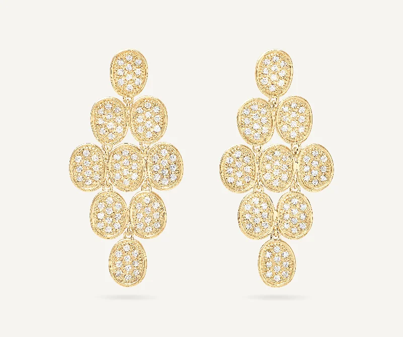 18K Yellow Gold Diamond Pavé Statement Earrings