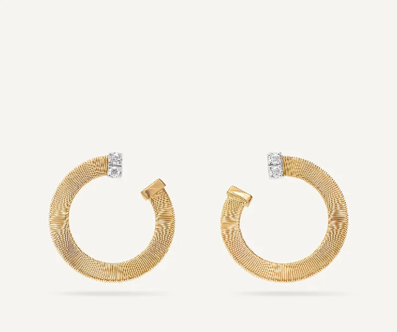 18K Yellow Gold Hoop Earrings With Diamonds