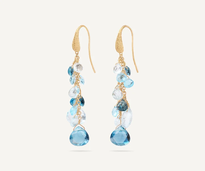 18K Yellow Gold Multi-Strand Topaz Earrings