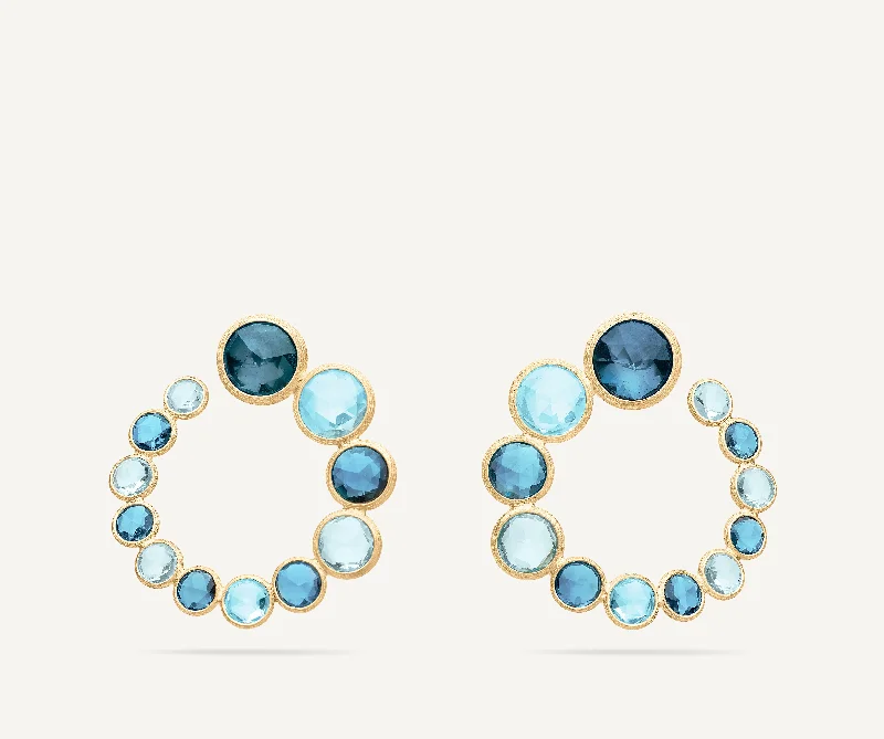 18K Yellow Gold Statement Topaz Wrap Hoops