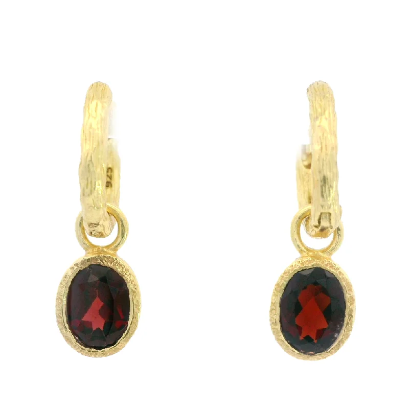 18K Yellow Gold Vermeil Dangle Garnet Earrings