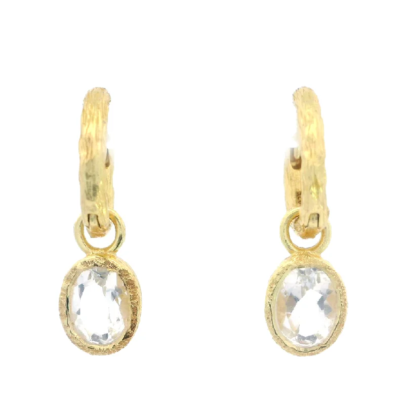 18K Yellow Gold Vermeil Dangle White Topaz Earrings