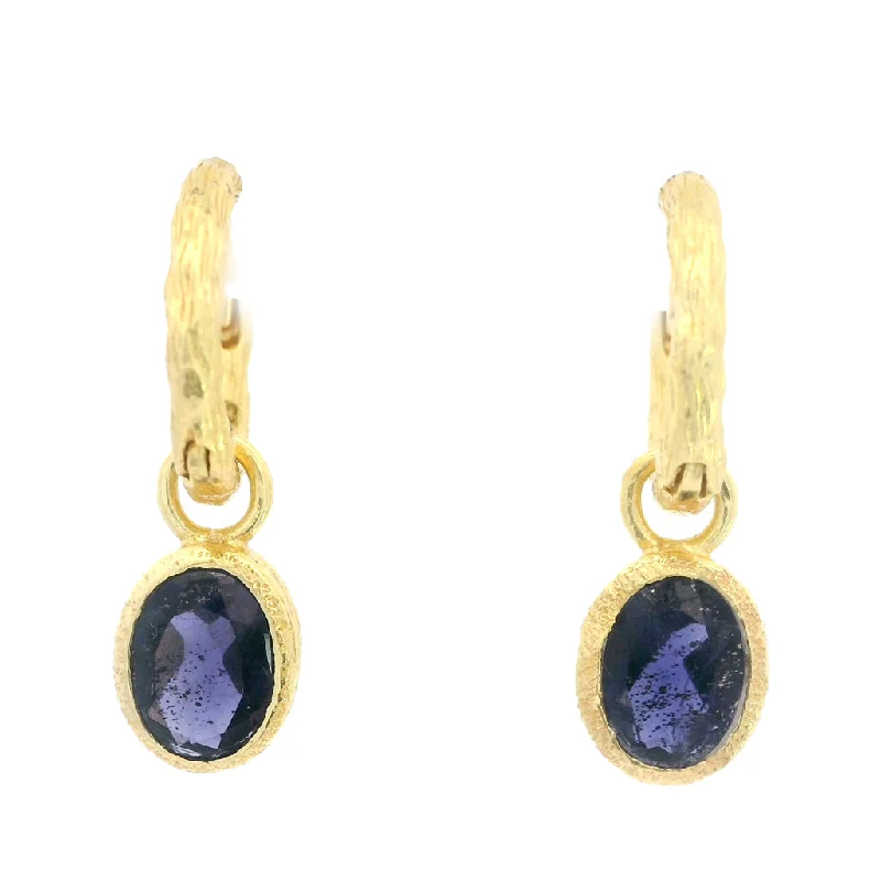 18K Yellow Gold Vermeil Sapphire Dangle Earrings