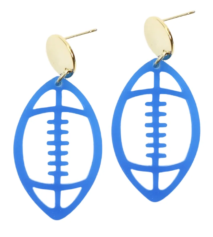 Acrylic Football Earring - Blue