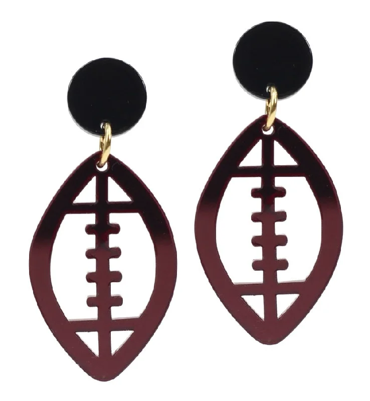 Acrylic Football Earring - Garnet